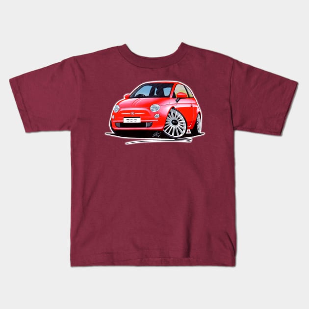 Fiat 500 Red Kids T-Shirt by y30man5